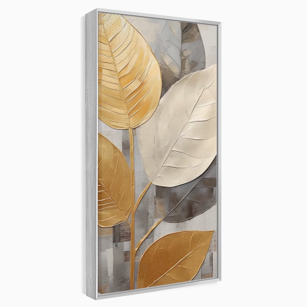 Tablou Canvas Premium LuxCanva® A1560, Simfonia Frunzelor , Dormitor, Decorativ, Natura, Auriu, Living, Culori Vibrante