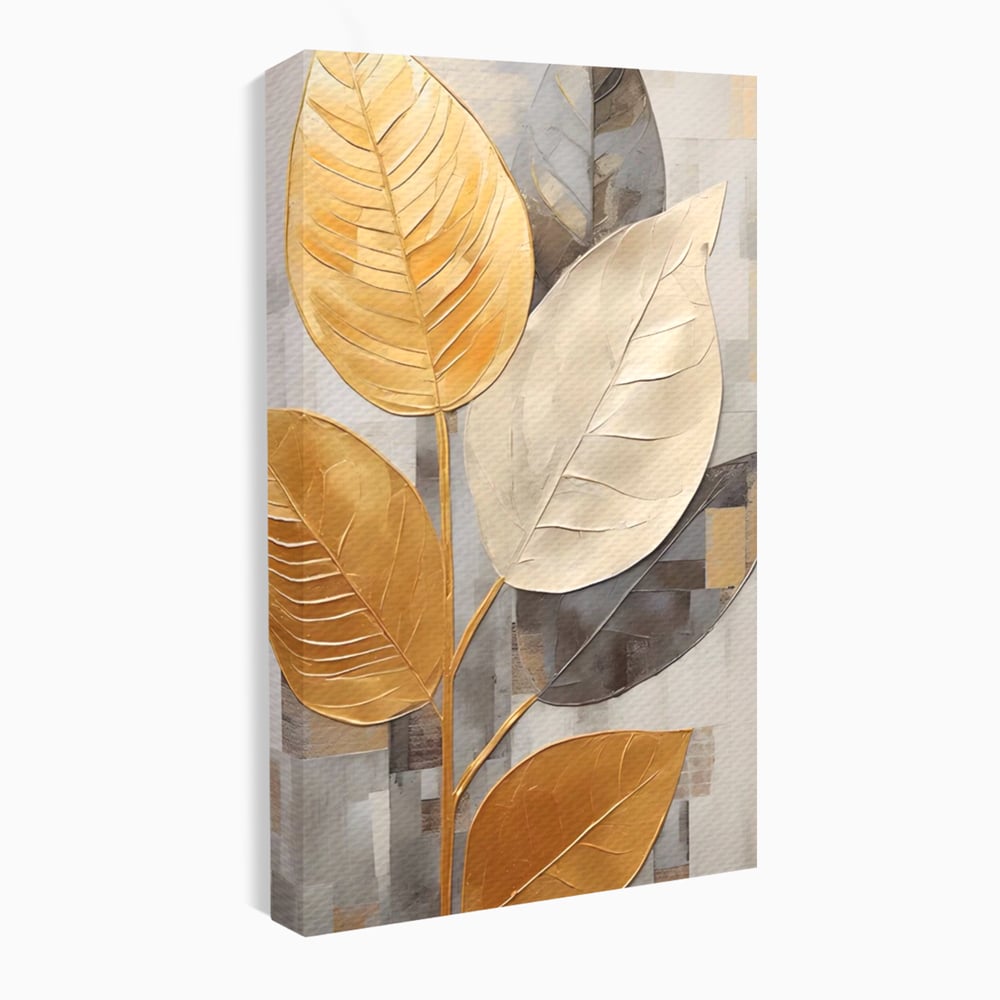 Tablou Canvas Premium LuxCanva® A1560, Simfonia Frunzelor , Dormitor, Decorativ, Natura, Auriu, Living, Culori Vibrante