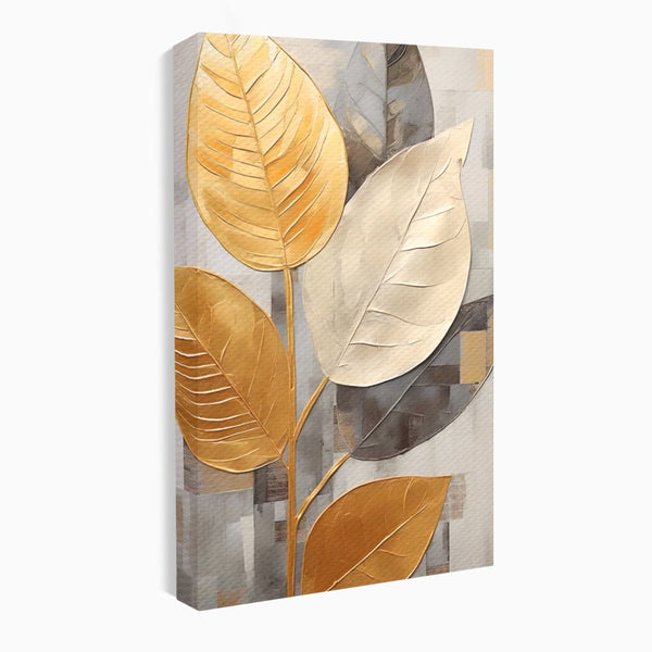 Tablou Canvas Premium LuxCanva® A1560, Simfonia Frunzelor , Dormitor, Decorativ, Natura, Auriu, Living, Culori Vibrante