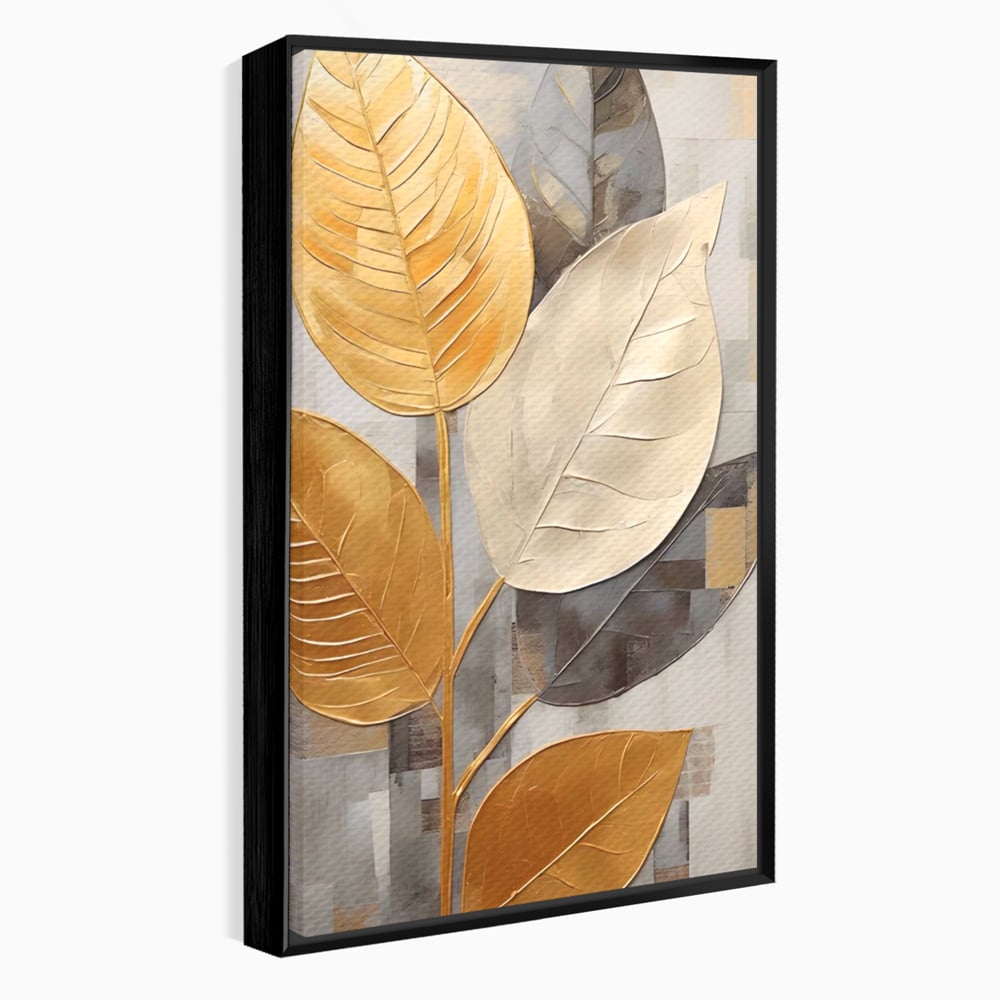 Tablou Canvas Premium LuxCanva® A1560, Simfonia Frunzelor , Dormitor, Decorativ, Natura, Auriu, Living, Culori Vibrante
