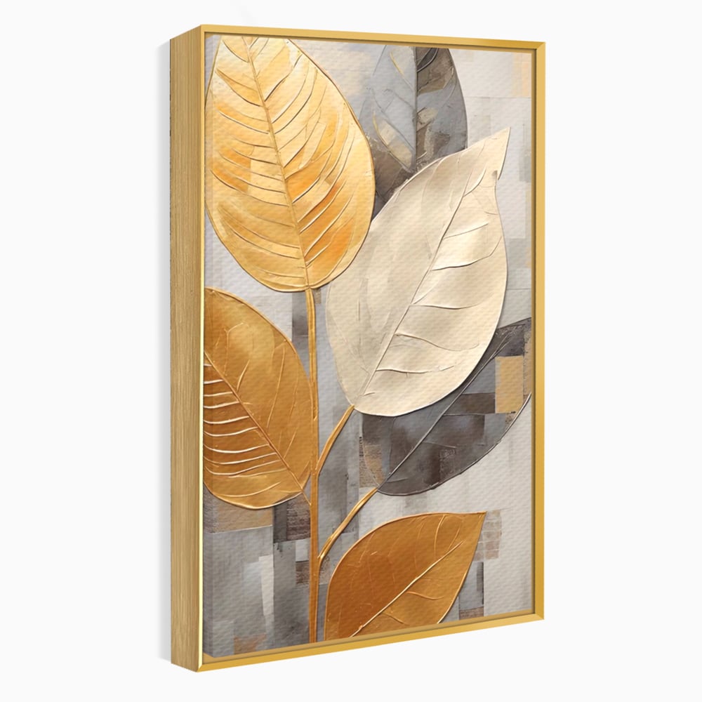 Tablou Canvas Premium LuxCanva® A1560, Simfonia Frunzelor , Dormitor, Decorativ, Natura, Auriu, Living, Culori Vibrante