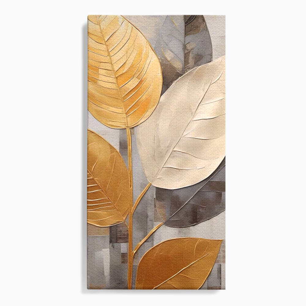 Tablou Canvas Premium LuxCanva® A1560, Simfonia Frunzelor , Dormitor, Decorativ, Natura, Auriu, Living, Culori Vibrante