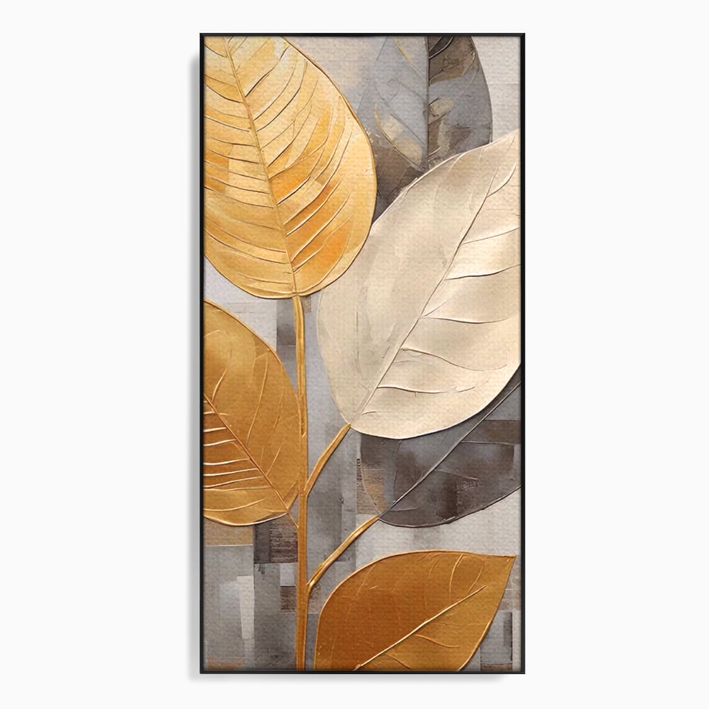 Tablou Canvas Premium LuxCanva® A1560, Simfonia Frunzelor , Dormitor, Decorativ, Natura, Auriu, Living, Culori Vibrante
