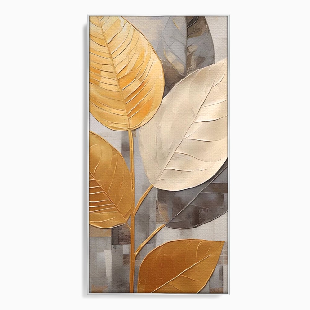 Tablou Canvas Premium LuxCanva® A1560, Simfonia Frunzelor , Dormitor, Decorativ, Natura, Auriu, Living, Culori Vibrante