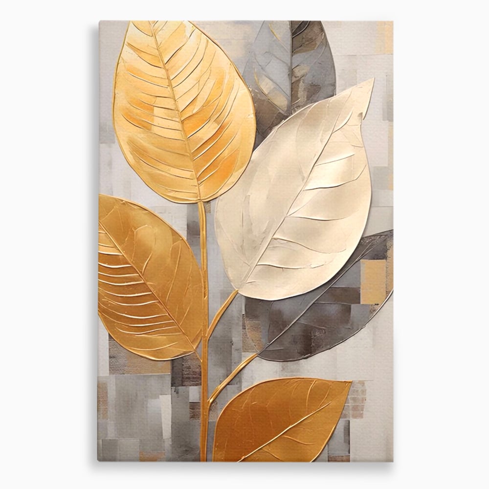 Tablou Canvas Premium LuxCanva® A1560, Simfonia Frunzelor , Dormitor, Decorativ, Natura, Auriu, Living, Culori Vibrante