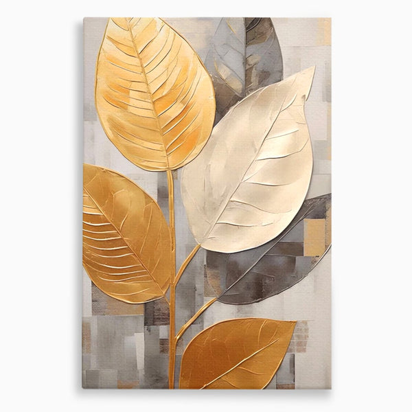 Tablou Canvas Premium LuxCanva® A1560, Simfonia Frunzelor , Dormitor, Decorativ, Natura, Auriu, Living, Culori Vibrante