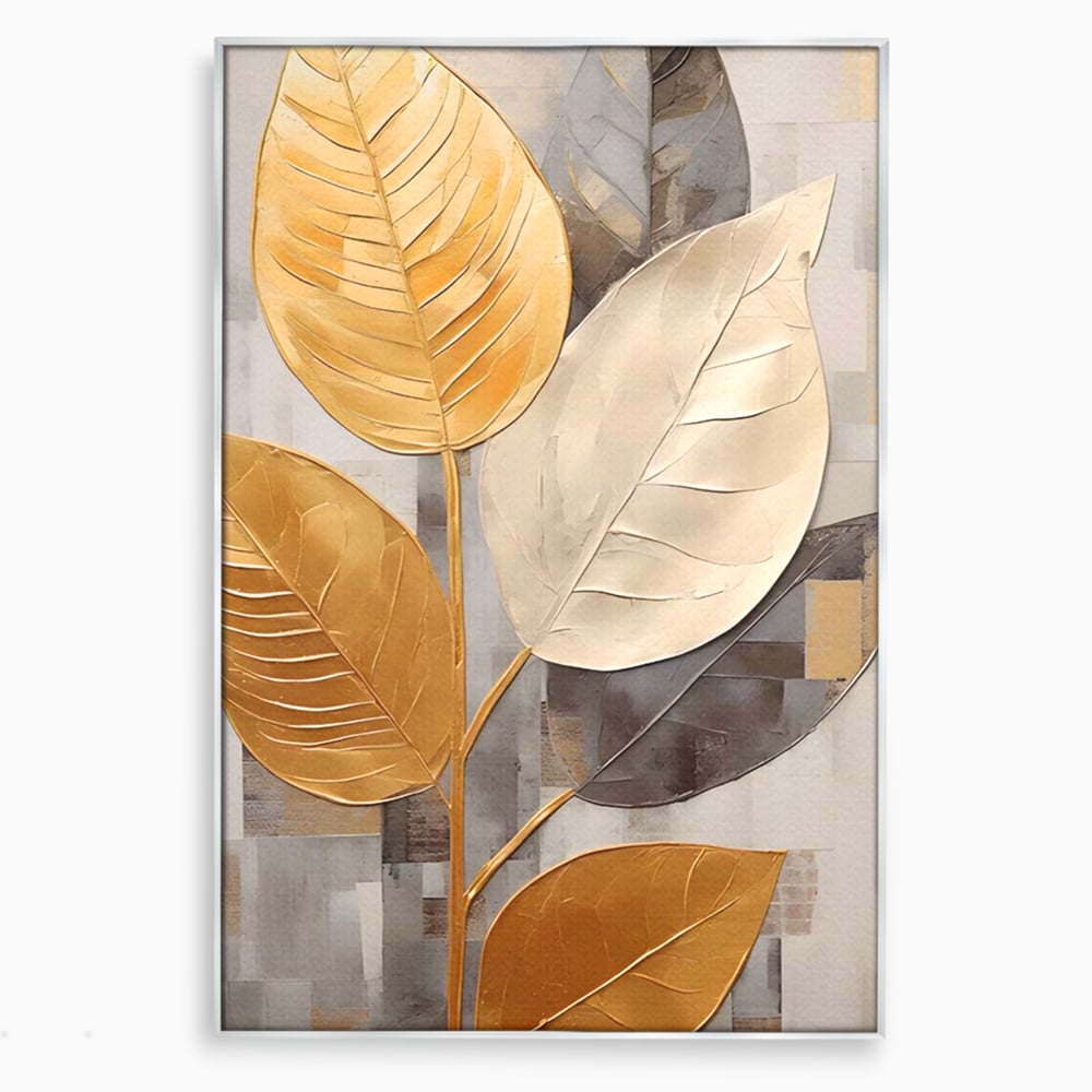 Tablou Canvas Premium LuxCanva® A1560, Simfonia Frunzelor , Dormitor, Decorativ, Natura, Auriu, Living, Culori Vibrante