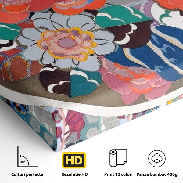 Leinwandbilder LuxCanva Premium Leinwandbilder® A1561, Floral Circle , Schlafzimmer, Dekorativ, Blumen, Pflanzen, Farbenfroh, Lebendig, Kräftige Farben