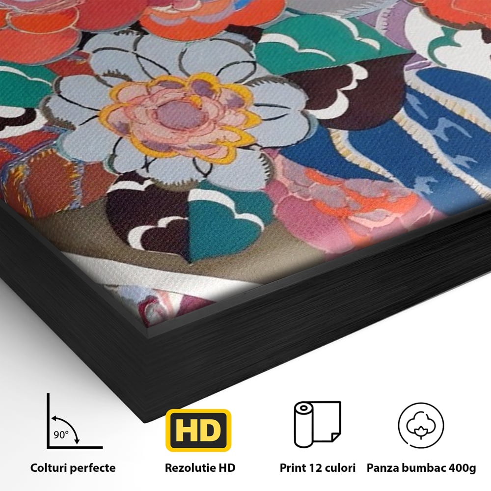 Leinwandbilder LuxCanva Premium Leinwandbilder® A1561, Floral Circle , Schlafzimmer, Dekorativ, Blumen, Pflanzen, Farbenfroh, Lebendig, Kräftige Farben