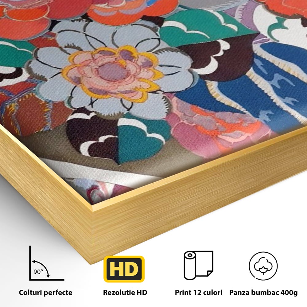 Leinwandbilder LuxCanva Premium Leinwandbilder® A1561, Floral Circle , Schlafzimmer, Dekorativ, Blumen, Pflanzen, Farbenfroh, Lebendig, Kräftige Farben