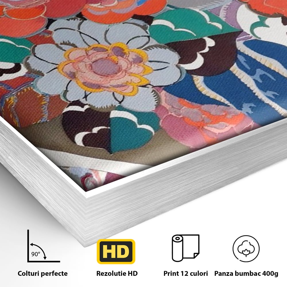 Leinwandbilder LuxCanva Premium Leinwandbilder® A1561, Floral Circle , Schlafzimmer, Dekorativ, Blumen, Pflanzen, Farbenfroh, Lebendig, Kräftige Farben