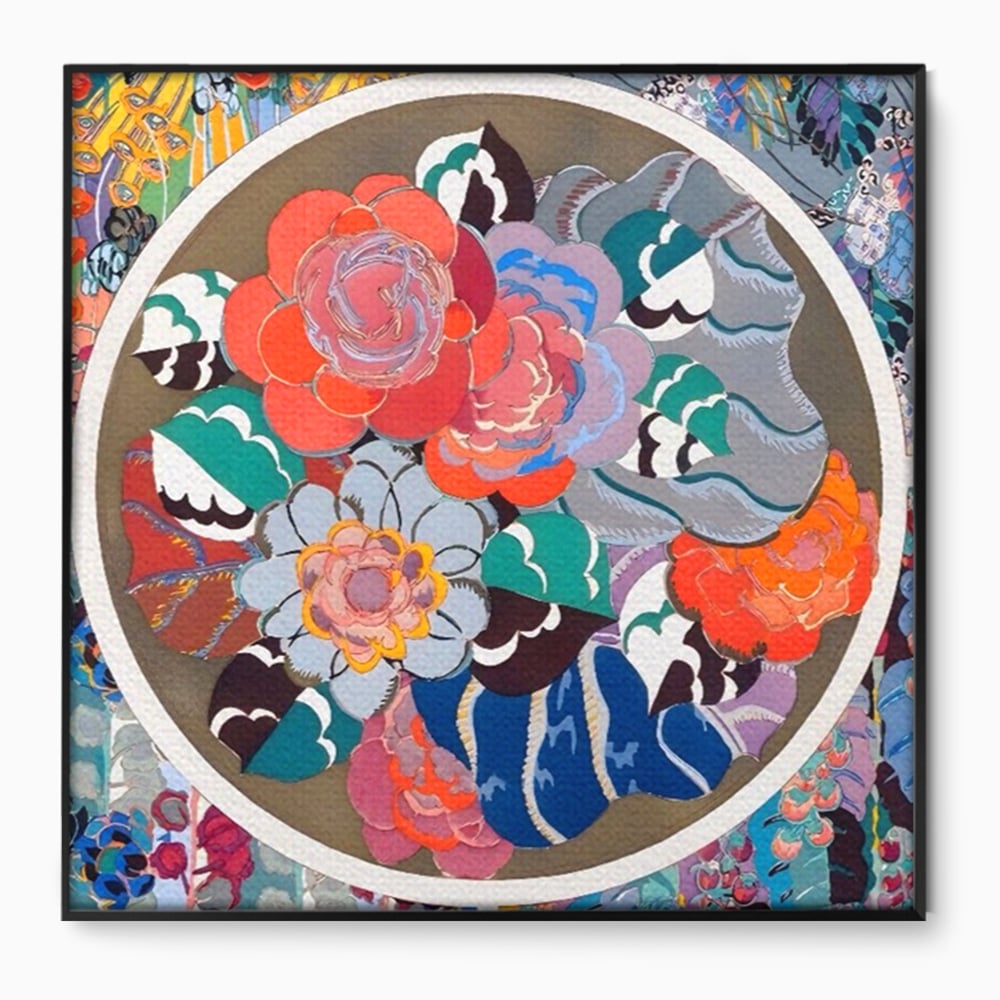 Leinwandbilder LuxCanva Premium Leinwandbilder® A1561, Floral Circle , Schlafzimmer, Dekorativ, Blumen, Pflanzen, Farbenfroh, Lebendig, Kräftige Farben