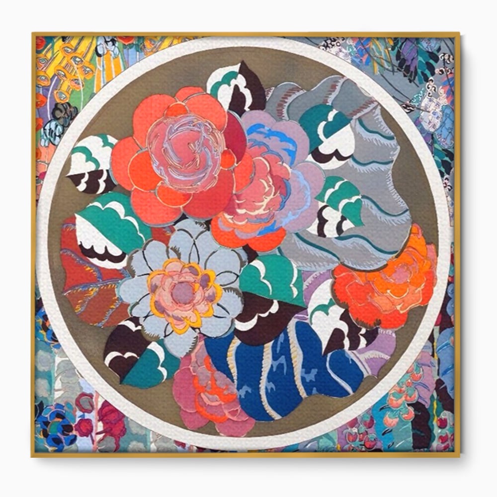 Leinwandbilder LuxCanva Premium Leinwandbilder® A1561, Floral Circle , Schlafzimmer, Dekorativ, Blumen, Pflanzen, Farbenfroh, Lebendig, Kräftige Farben