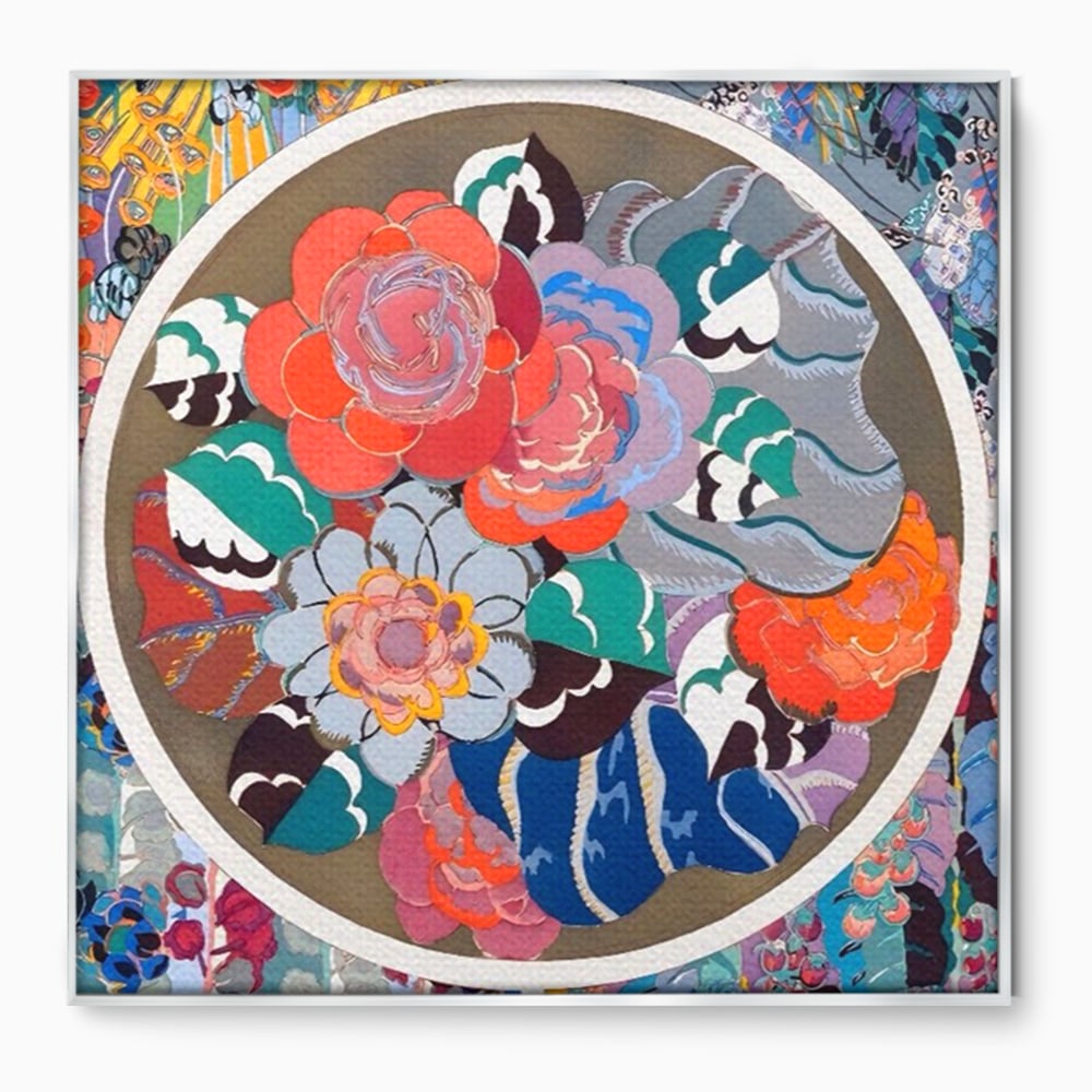 Leinwandbilder LuxCanva Premium Leinwandbilder® A1561, Floral Circle , Schlafzimmer, Dekorativ, Blumen, Pflanzen, Farbenfroh, Lebendig, Kräftige Farben