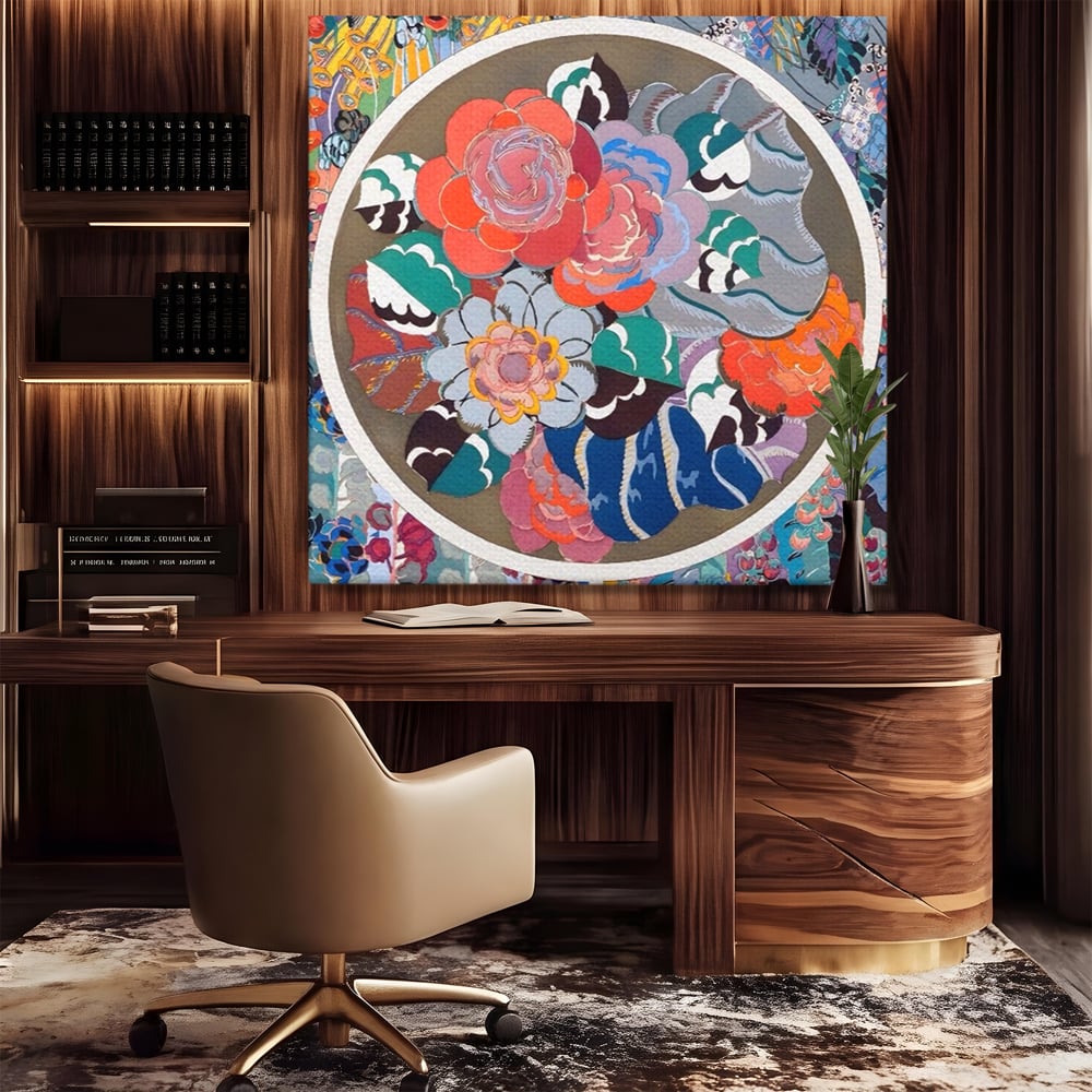 Leinwandbilder LuxCanva Premium Leinwandbilder® A1561, Floral Circle , Schlafzimmer, Dekorativ, Blumen, Pflanzen, Farbenfroh, Lebendig, Kräftige Farben