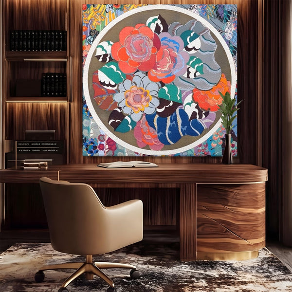 Leinwandbilder LuxCanva Premium Leinwandbilder® A1561, Floral Circle , Schlafzimmer, Dekorativ, Blumen, Pflanzen, Farbenfroh, Lebendig, Kräftige Farben