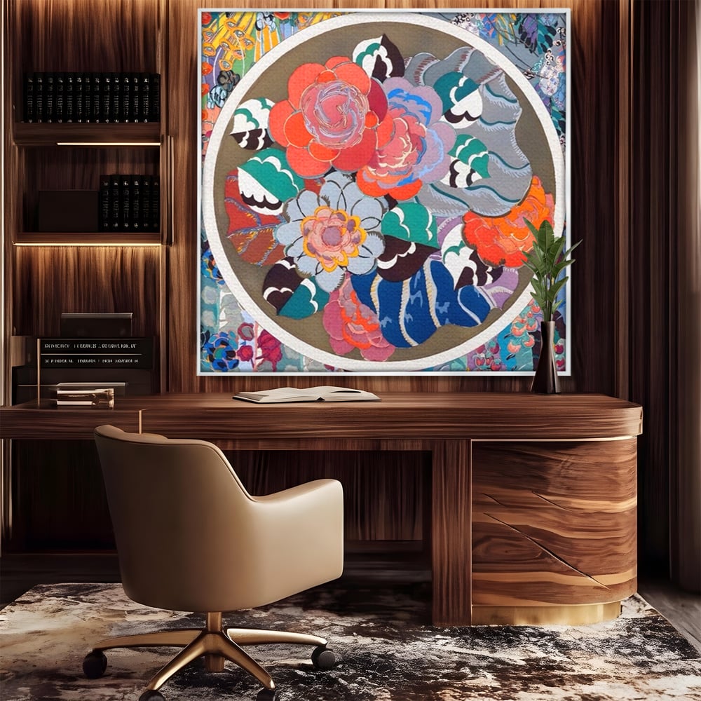 Leinwandbilder LuxCanva Premium Leinwandbilder® A1561, Floral Circle , Schlafzimmer, Dekorativ, Blumen, Pflanzen, Farbenfroh, Lebendig, Kräftige Farben
