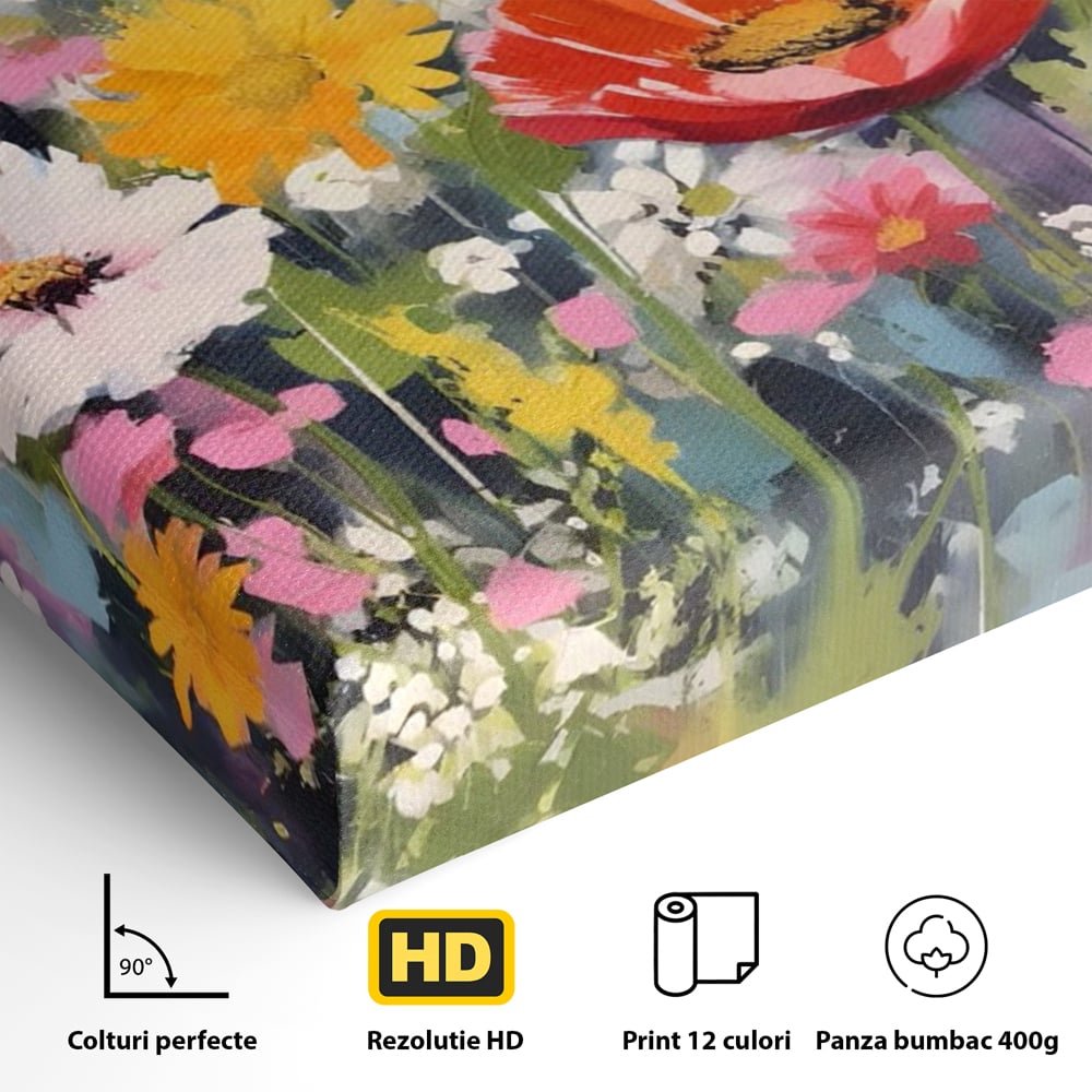 Tablou Canvas Premium LuxCanva® A1562, Imbratisare Florala , Living, Decorativ, Flori, Primavara, Natura, Dormitor, Culori Vibrante