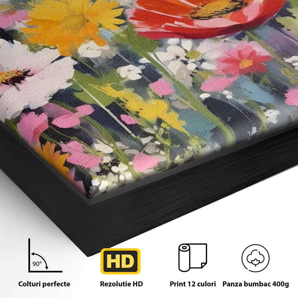 Tablou Canvas Premium LuxCanva® A1562, Imbratisare Florala , Living, Decorativ, Flori, Primavara, Natura, Dormitor, Culori Vibrante