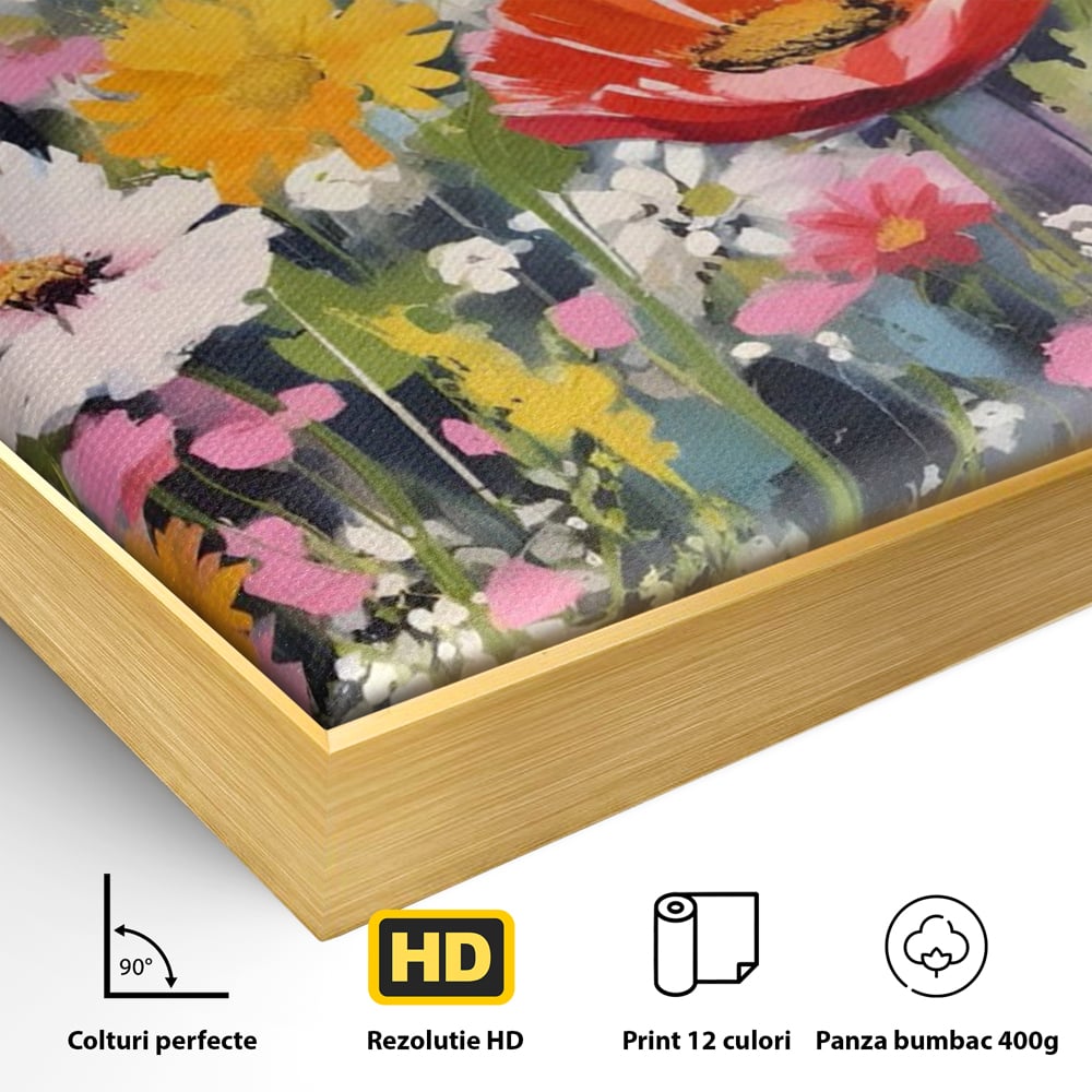 Tablou Canvas Premium LuxCanva® A1562, Imbratisare Florala , Living, Decorativ, Flori, Primavara, Natura, Dormitor, Culori Vibrante