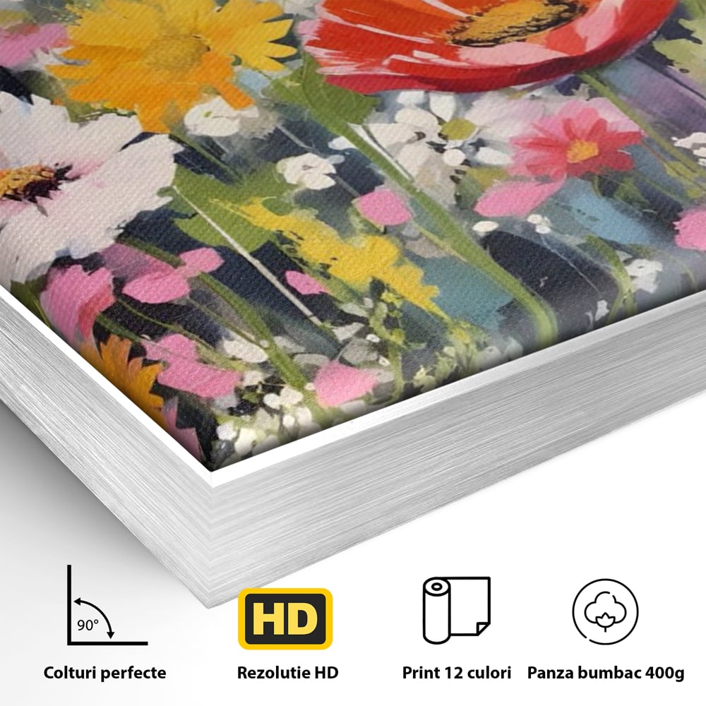Tablou Canvas Premium LuxCanva® A1562, Imbratisare Florala , Living, Decorativ, Flori, Primavara, Natura, Dormitor, Culori Vibrante