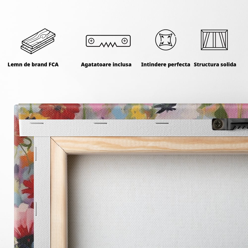 Tablou Canvas Premium LuxCanva® A1562, Imbratisare Florala , Living, Decorativ, Flori, Primavara, Natura, Dormitor, Culori Vibrante