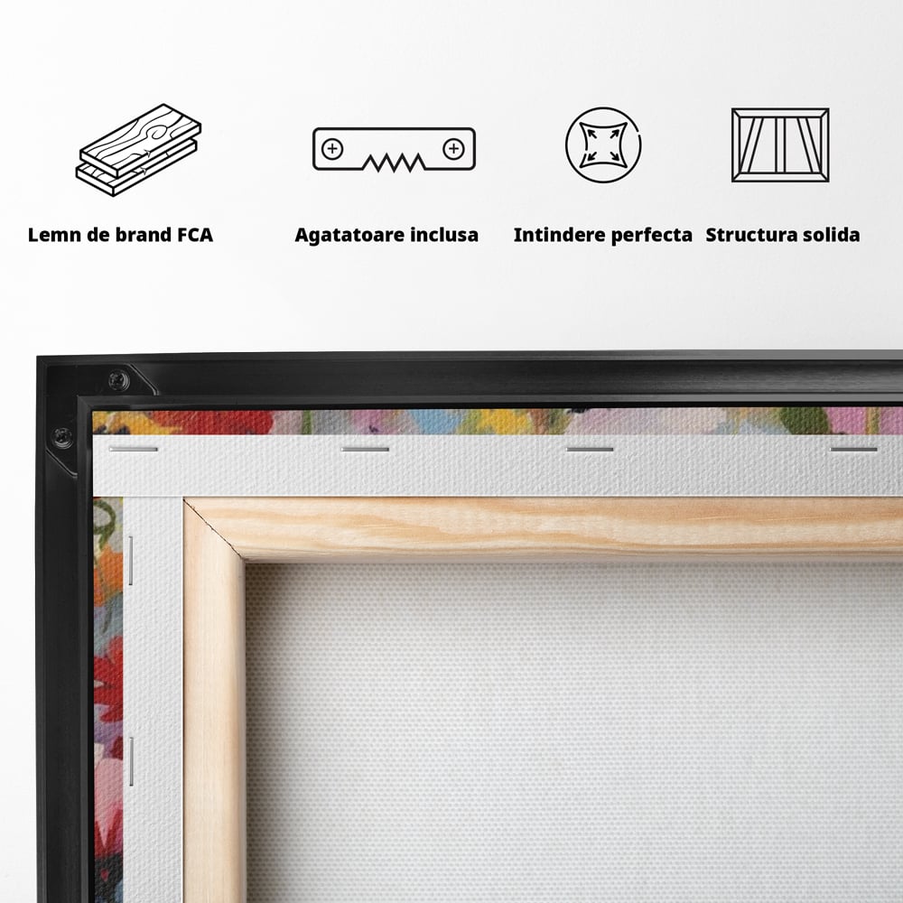 Tablou Canvas Premium LuxCanva® A1562, Imbratisare Florala , Living, Decorativ, Flori, Primavara, Natura, Dormitor, Culori Vibrante