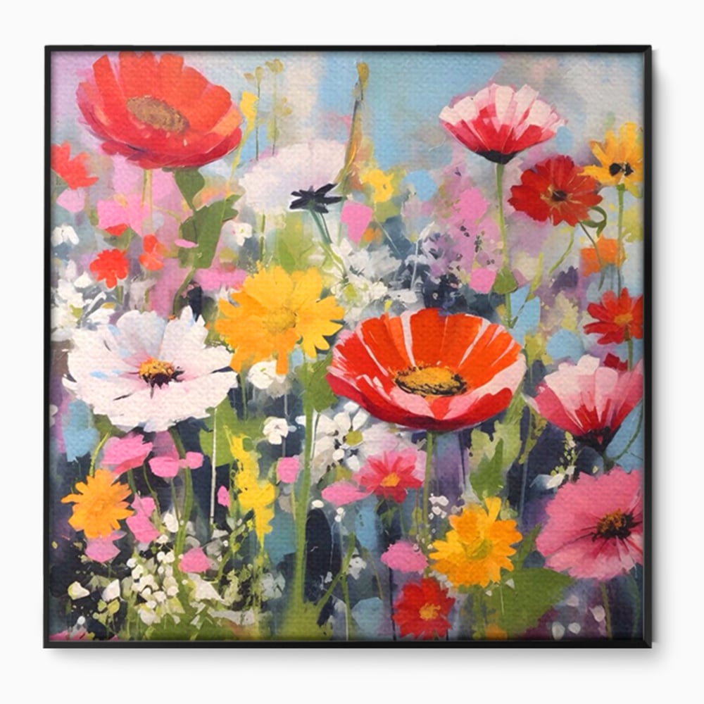 Tablou Canvas Premium LuxCanva® A1562, Imbratisare Florala , Living, Decorativ, Flori, Primavara, Natura, Dormitor, Culori Vibrante