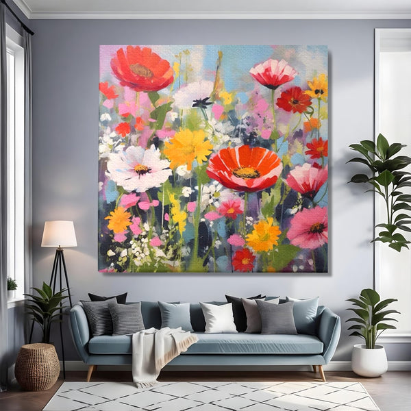 Tablou Canvas Premium LuxCanva® A1562, Imbratisare Florala , Living, Decorativ, Flori, Primavara, Natura, Dormitor, Culori Vibrante