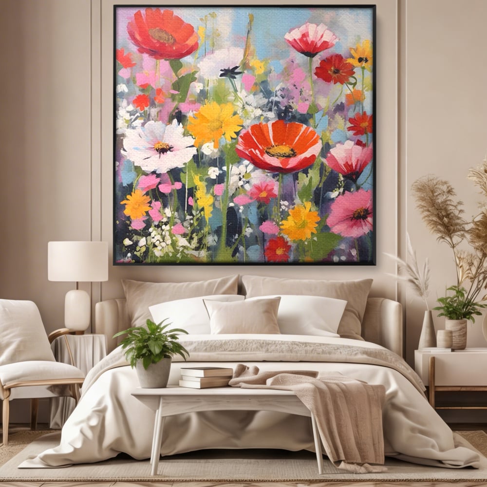 Tablou Canvas Premium LuxCanva® A1562, Imbratisare Florala , Living, Decorativ, Flori, Primavara, Natura, Dormitor, Culori Vibrante