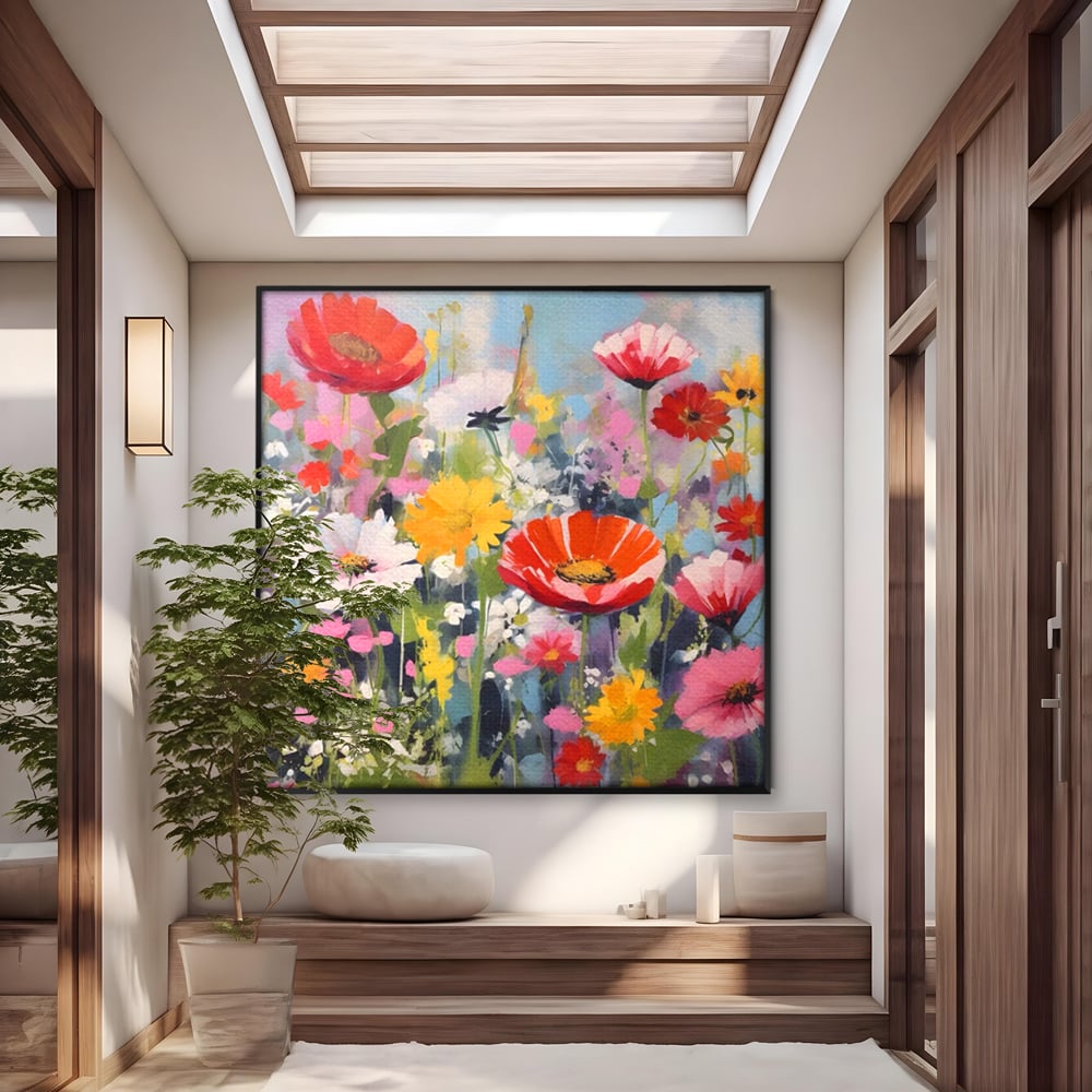 Tablou Canvas Premium LuxCanva® A1562, Imbratisare Florala , Living, Decorativ, Flori, Primavara, Natura, Dormitor, Culori Vibrante