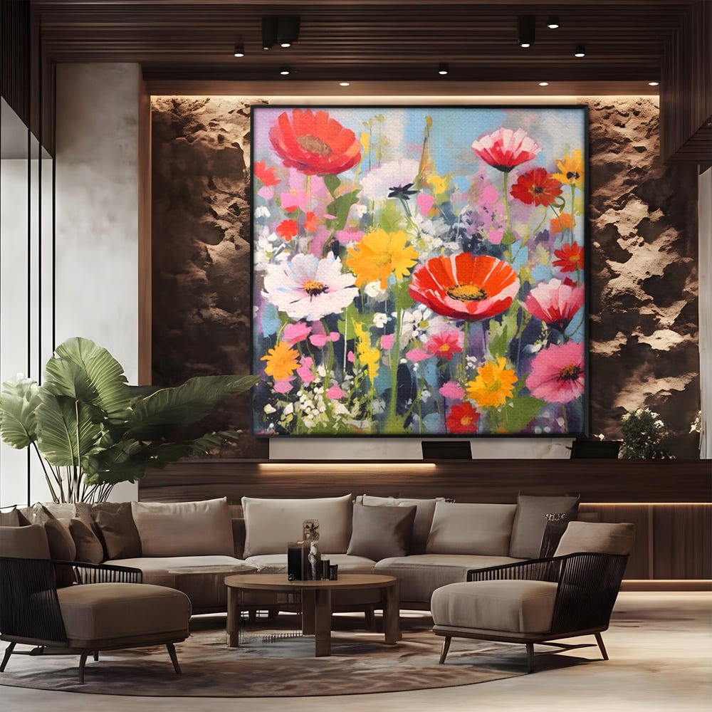 Tablou Canvas Premium LuxCanva® A1562, Imbratisare Florala , Living, Decorativ, Flori, Primavara, Natura, Dormitor, Culori Vibrante
