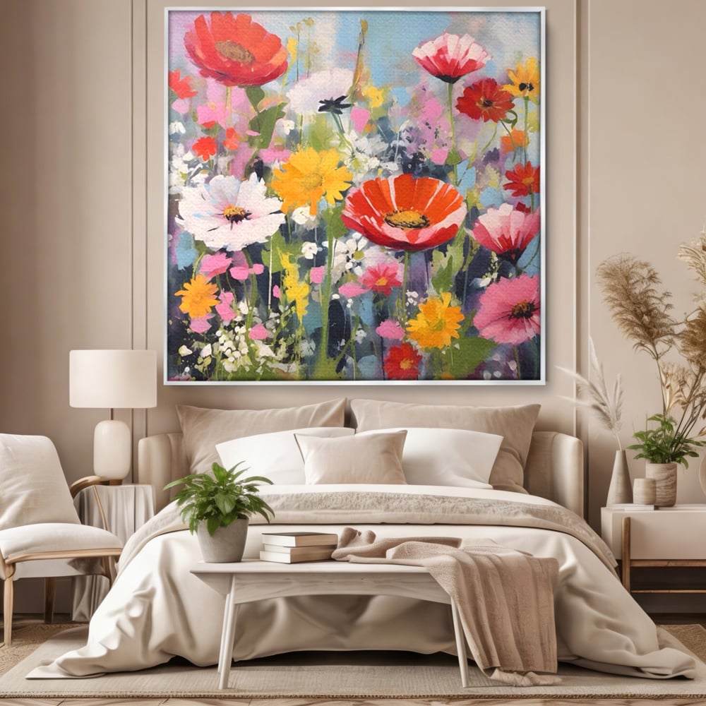 Tablou Canvas Premium LuxCanva® A1562, Imbratisare Florala , Living, Decorativ, Flori, Primavara, Natura, Dormitor, Culori Vibrante