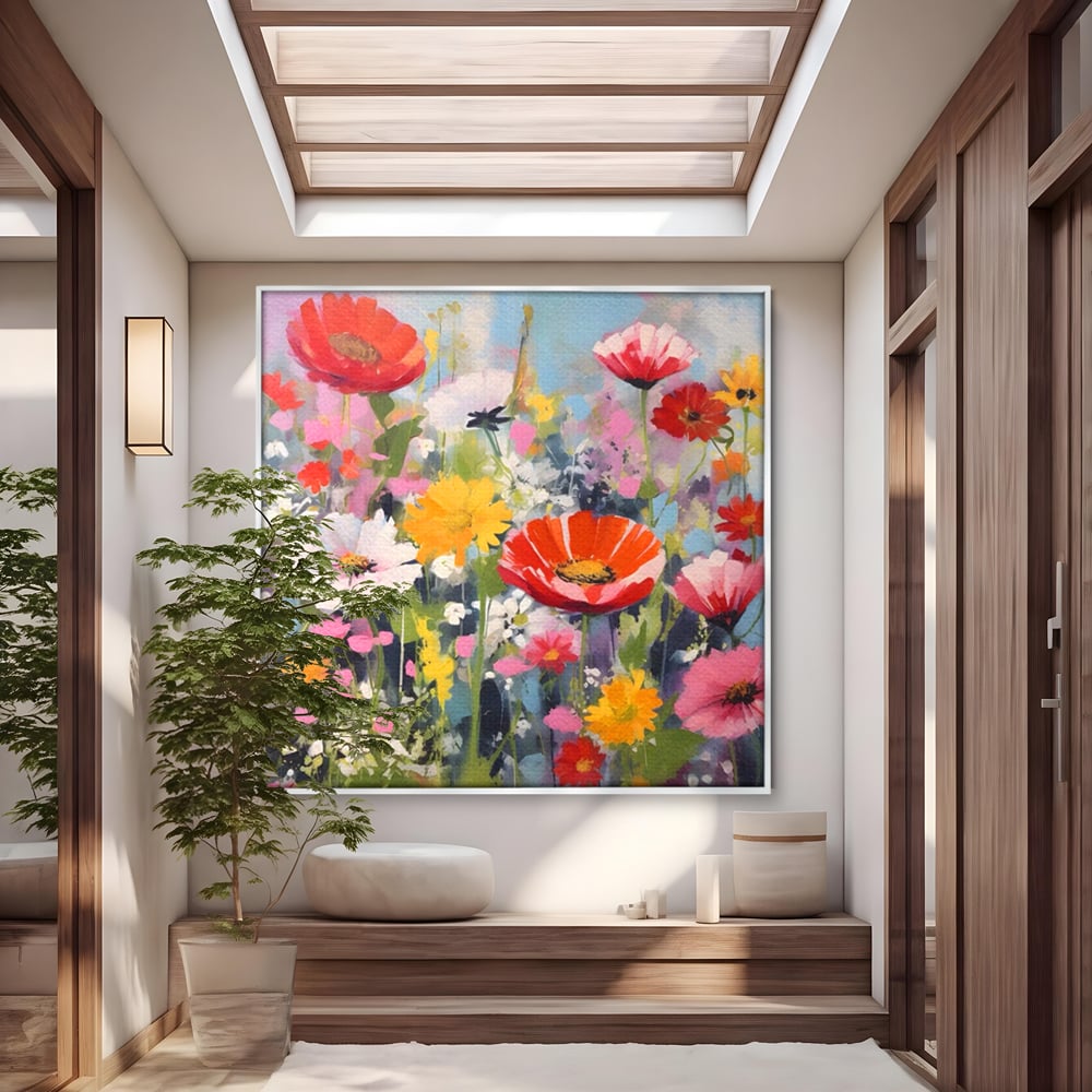 Tablou Canvas Premium LuxCanva® A1562, Imbratisare Florala , Living, Decorativ, Flori, Primavara, Natura, Dormitor, Culori Vibrante