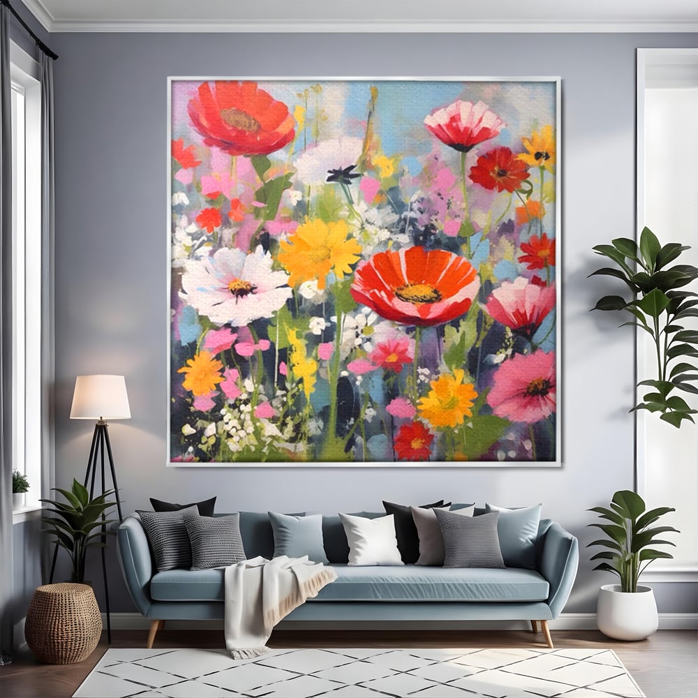 Tablou Canvas Premium LuxCanva® A1562, Imbratisare Florala , Living, Decorativ, Flori, Primavara, Natura, Dormitor, Culori Vibrante