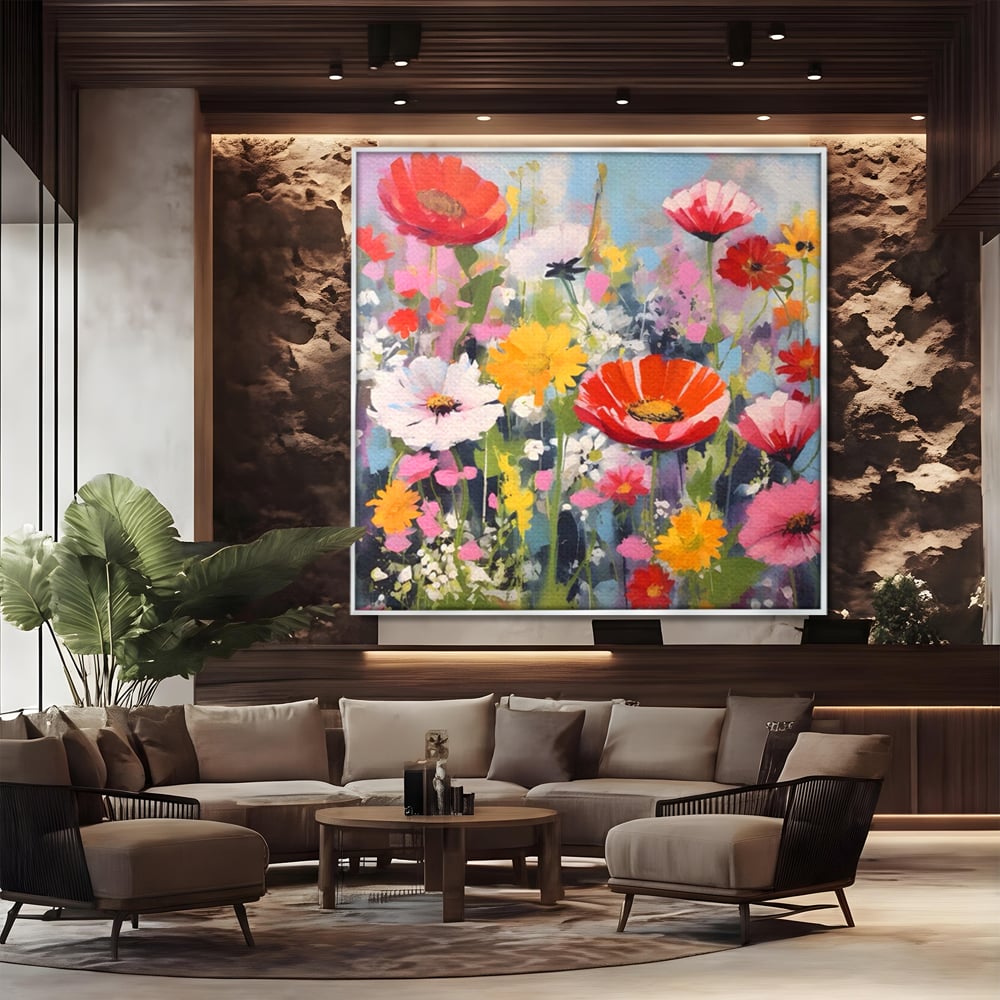 Tablou Canvas Premium LuxCanva® A1562, Imbratisare Florala , Living, Decorativ, Flori, Primavara, Natura, Dormitor, Culori Vibrante