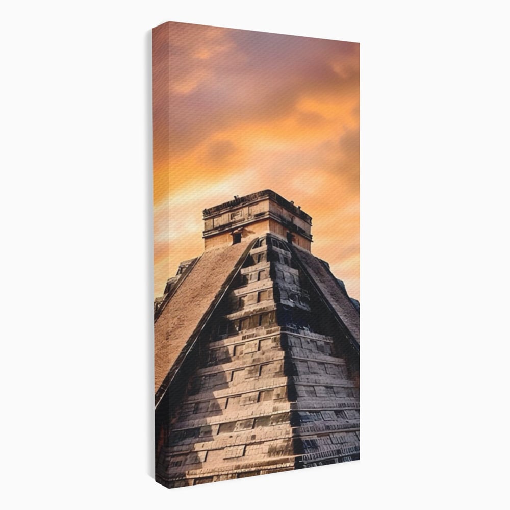 Tablou Canvas Premium LuxCanva® A1563, Lumea Antica , Living, Templu, Piramida, Civilizatie Mayasa, Dormitor, Culori Vibrante