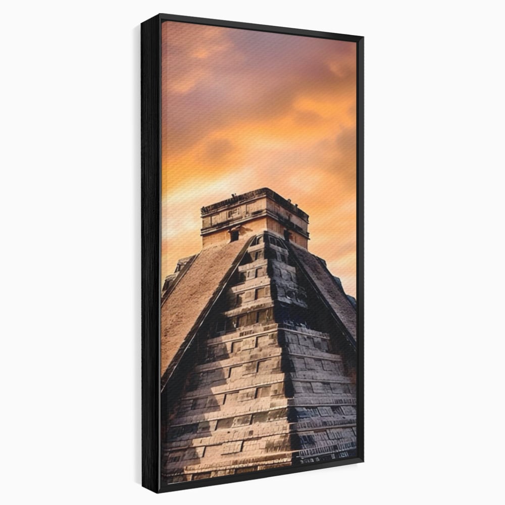 Tablou Canvas Premium LuxCanva® A1563, Lumea Antica , Living, Templu, Piramida, Civilizatie Mayasa, Dormitor, Culori Vibrante