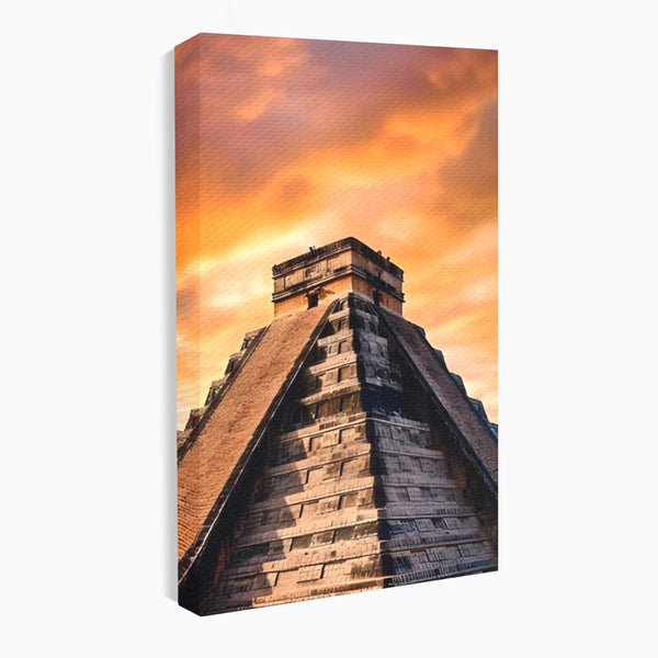 Tablou Canvas Premium LuxCanva® A1563, Lumea Antica , Living, Templu, Piramida, Civilizatie Mayasa, Dormitor, Culori Vibrante