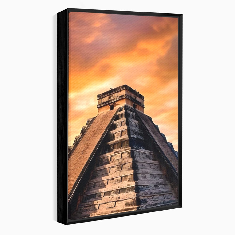 Tablou Canvas Premium LuxCanva® A1563, Lumea Antica , Living, Templu, Piramida, Civilizatie Mayasa, Dormitor, Culori Vibrante