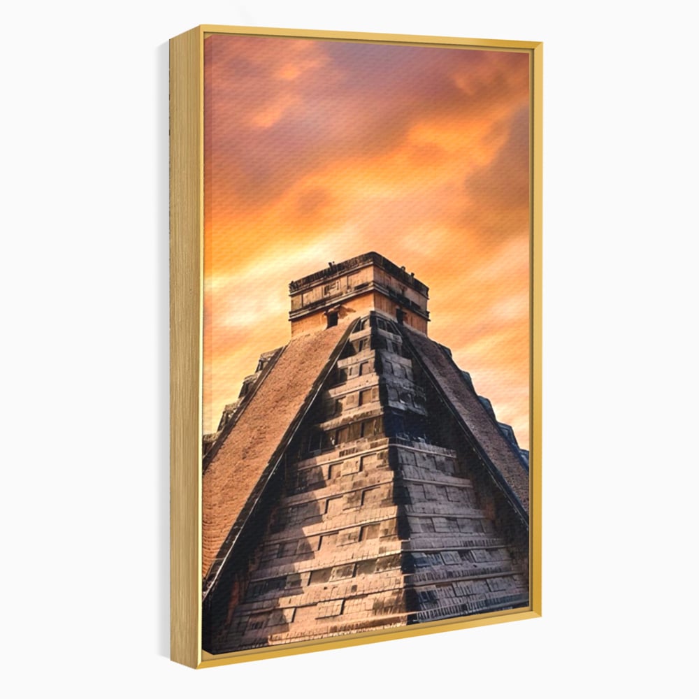Tablou Canvas Premium LuxCanva® A1563, Lumea Antica , Living, Templu, Piramida, Civilizatie Mayasa, Dormitor, Culori Vibrante