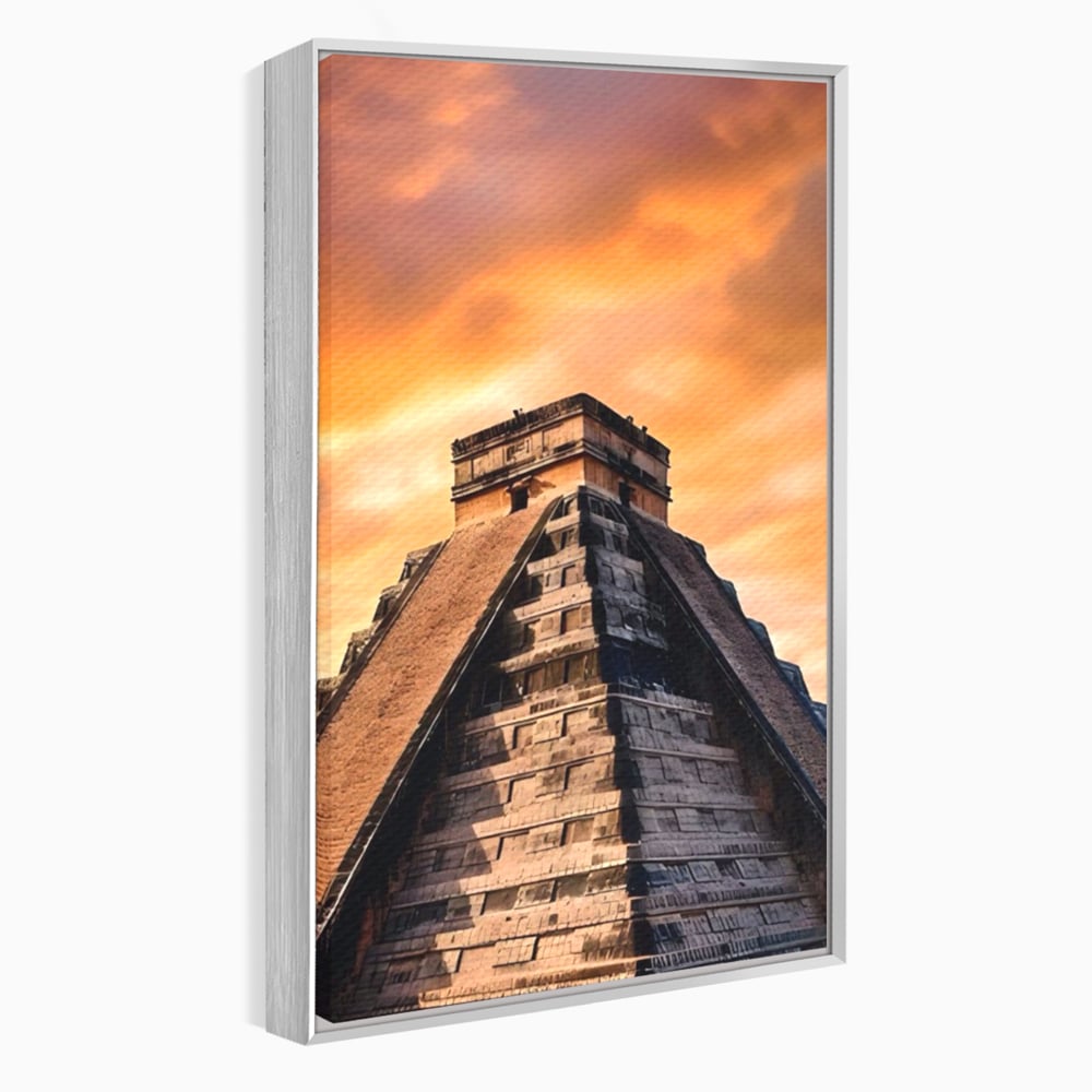 Tablou Canvas Premium LuxCanva® A1563, Lumea Antica , Living, Templu, Piramida, Civilizatie Mayasa, Dormitor, Culori Vibrante