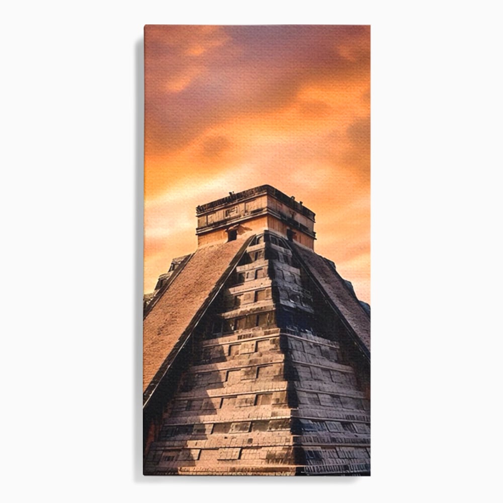 Tablou Canvas Premium LuxCanva® A1563, Lumea Antica , Living, Templu, Piramida, Civilizatie Mayasa, Dormitor, Culori Vibrante