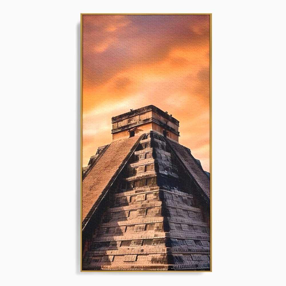 Tablou Canvas Premium LuxCanva® A1563, Lumea Antica , Living, Templu, Piramida, Civilizatie Mayasa, Dormitor, Culori Vibrante