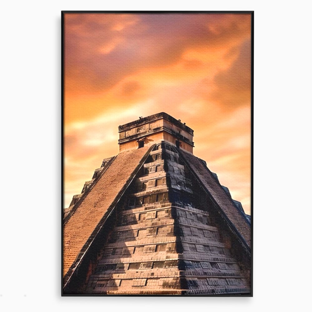 Tablou Canvas Premium LuxCanva® A1563, Lumea Antica , Living, Templu, Piramida, Civilizatie Mayasa, Dormitor, Culori Vibrante
