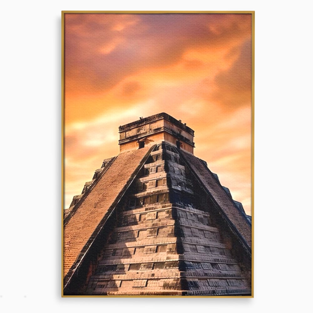 Tablou Canvas Premium LuxCanva® A1563, Lumea Antica , Living, Templu, Piramida, Civilizatie Mayasa, Dormitor, Culori Vibrante