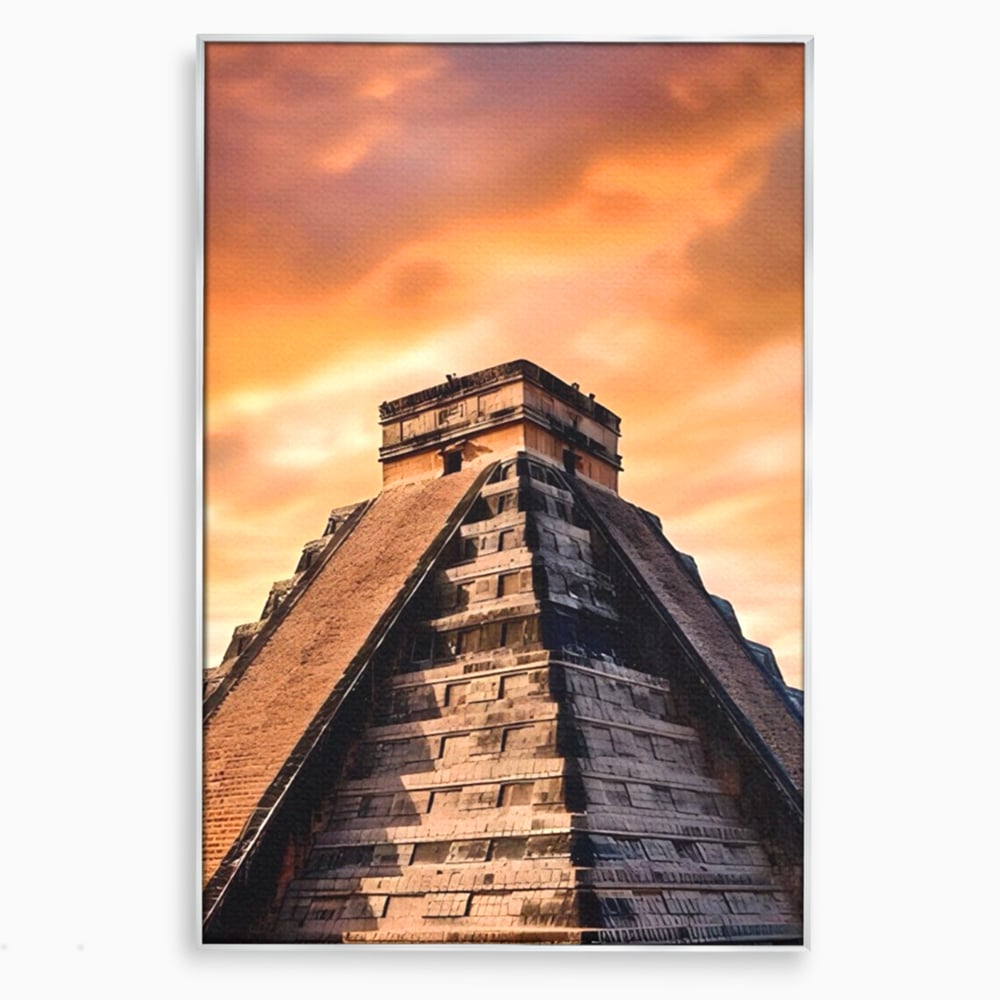 Tablou Canvas Premium LuxCanva® A1563, Lumea Antica , Living, Templu, Piramida, Civilizatie Mayasa, Dormitor, Culori Vibrante