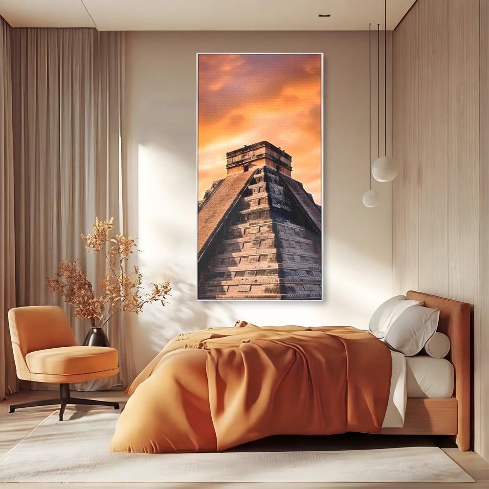 Tablou Canvas Premium LuxCanva® A1563, Lumea Antica , Living, Templu, Piramida, Civilizatie Mayasa, Dormitor, Culori Vibrante