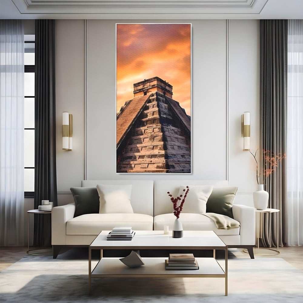 Tablou Canvas Premium LuxCanva® A1563, Lumea Antica , Living, Templu, Piramida, Civilizatie Mayasa, Dormitor, Culori Vibrante