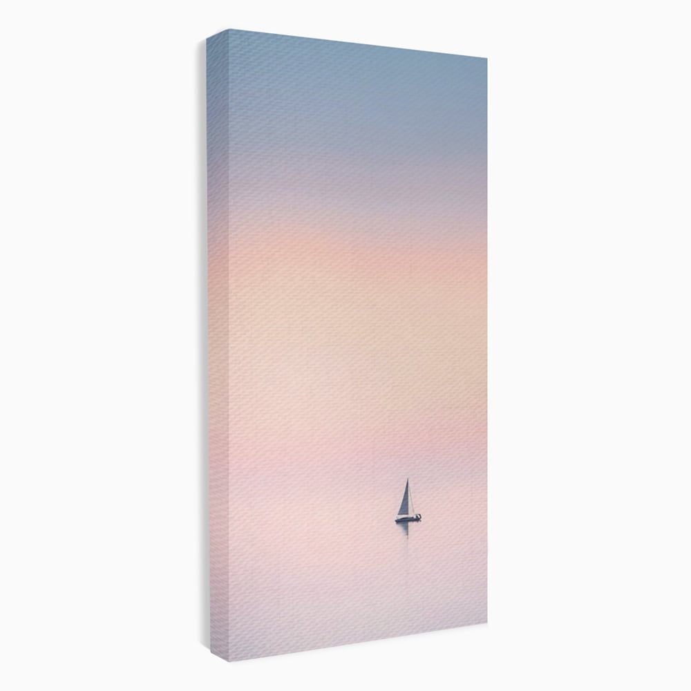 Tablou Canvas Premium LuxCanva® A1565, Undeva In Larg ,  Dormitor, Decorativ, Barca Cu Vele, Mare, Rasarit, Living, Culori Vibrante